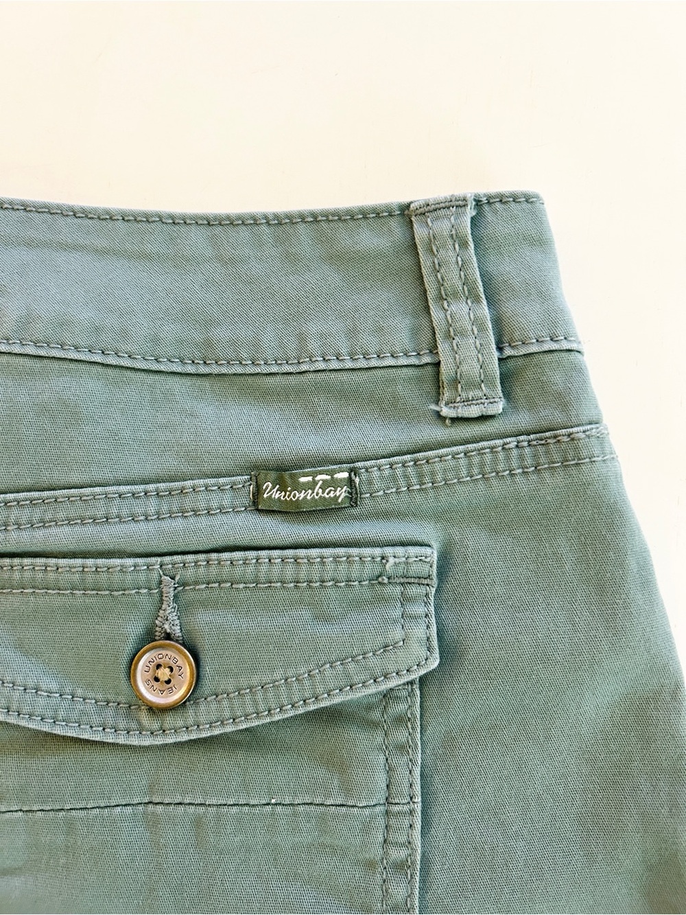 Unionbay Sage Green Shorts Size 3 Mid Rise Utility Casual Summer - Picture 6 of 7